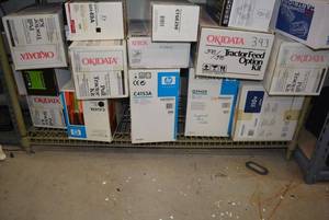 lot 34 image: Generous Amount of Toner Cartridges (Bottom Shelf)