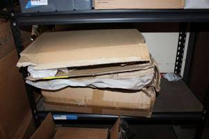 lot 385 image: Contents of Bottom 2 Shelves Microphone and Wires, Transfer Belt Assy for L  J2605DN, Smart EyePix