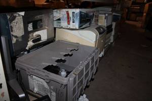 lot 426 image: Contents of Shelf Larger Printers, Mitsubishi VCR
