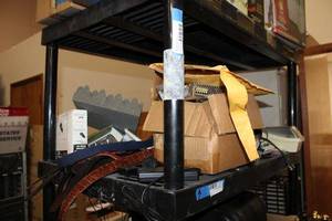 lot 473 image: Contents of Shelf Leather Belts, USB Adapter, Electronic Fans and More