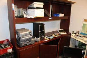 lot 510 image: Office DeskHutch with Slide Top Doors CONTENTS NOT INCLUDED