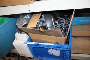 lot 288 image: Audio and electrical adapters pair of binoculars and mixing board