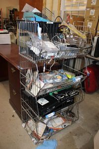 lot 299 image: Four self wire display rack (CONTENTS NOT INCLUDED )(PICKUP WED BETWEEN 3P-6P)