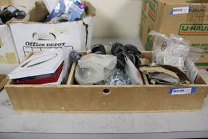 lot 334 image: Hardware Box Screws, Chair Wheels, Bolts and More