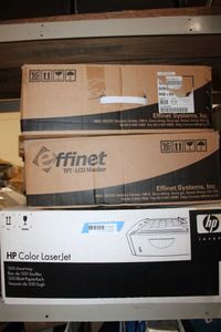 lot 339 image: HP Color Laserjet, Two effinet LCD Monitors