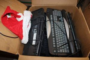 lot 375 image: Box of Keyboards and Santa Hat