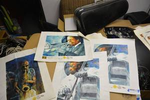 lot 535 image: Canvas Prints - Jazz Players by Lewis Bowman, and Beatrice Lebreton Artists