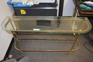 lot 586 image: Brass Glass Top Side Table