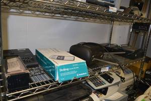 lot 553 image: Answering Machine, Radio Shack Cassette Recorder, 7 Wide Headrest Monitor, Toshiba DVD Player