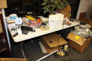 lot 547 image: Lifetime White Folding Table CONTENTS NOT INCLUDED