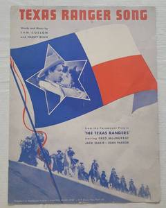 lot 23 image: UNIQUE FIND VINTAGE 1936 TEXAS RANGERS SONG WORDS AND MUSIC BY SAM COSLOW AND HARRY BEHN SHEET MUSIC BOOKLET BY PARAMOUNT PRODUCTIONS MUSIC CORP. IN GREAT CONDITION FOR ITS AGE. SEE PICTURES