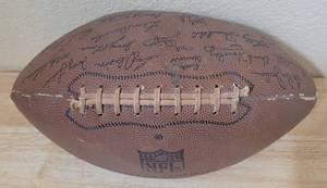 lot 25 image: VINTAGE DALLAS COWBOYS SIGNATURE FOOTBALL AS SHOWN.