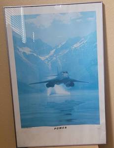 lot 30 image: LARGE VINTAGE 1989 SIGNED DRU BLAIR POWER ROCKWELL B-1B BOMBER POSTER AS SHOWN. APPROX. 24 W x 36 H.