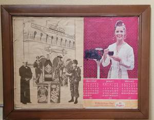 lot 41 image: (1) VINTAGE 1970 DR. PEPPER ADVERTISING CALENDAR PAGE AND (1) VINTAGE DR. PEPPER ADVERTISEMENT AS SHOWN. APPROX. 36.5 W x 28.75 H.