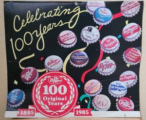 lot 48 image: VINTAGE 1985 DR. PEPPER CELEBRATING 100 YEARS ADVERTISING SIGN AS SHOWN. APPROX. 20 W x 17.5 H.