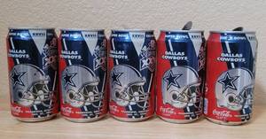 lot 57 image: (5) VINTAGE 1993 DALLAS COWBOYS SUPER BOWL XXVII COMMEMORATIVE COCA-COLA 12 OZ CANS AS SHOWN.