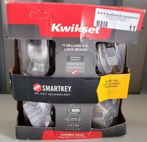 lot 11 image: KWIKSET COMBO PACK IN PACKAGE AS SHOWN.