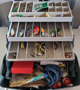 lot 14 image: PLANO TACKLE BOX WITH CONTENTS AS SHOWN. CHECK IT OUT