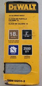 lot 45 image: DEWALT 18 GA BRAD NAILS DBN18200-2 IN UNOPENED BOX