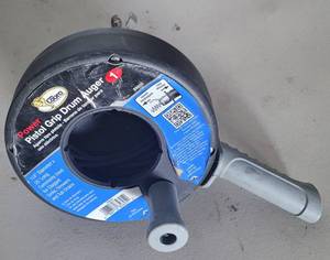lot 56 image: POWER PISTOL GRIP DRUM AUGER AS SHOWN. 14 DIAMETER X 25 LONG.