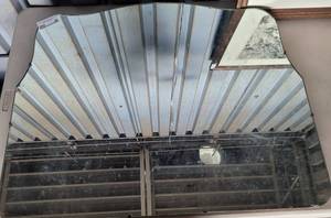 lot 60 image: VINTAGE DRESSER MIRROR AS SHOWN. HEAVY. APPROX. 34 W x 27 H.