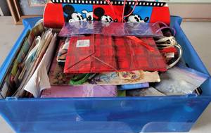 lot 119 image: ASSORTED GIFT BAGS, WRAP, TAGS AS SHOWN. GENEROUS COUNT