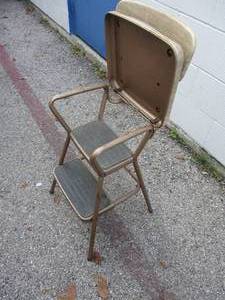 lot 35 image: Cosco Flip Seat Step Stool Kitchen Chair- Chrome Frame With Padded Seat and Back.