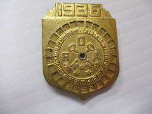 lot 4 image: 1936-Brass Radio Orphan Annie Character Premium Decoder w Secret Compartment.