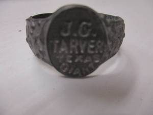 lot 23 image: 1920s J.G. Tarver Texas Giant Ring, Jim Tarver Texas Giant Circus Sideshow Ring, Circus Freak Souvenir Lead Ring