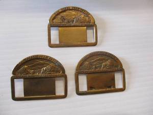 lot 50 image: 3-Vintage-Metal -Name Tag Holders, The Pikes Peak Region, Colorado Springs-The City Of Sunshine, Pinback Badges.