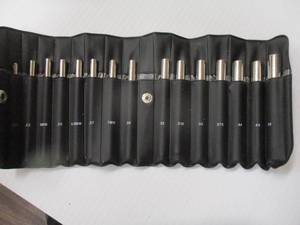 lot 81 image: 15-Piece Boresighter Studs,.177 to .50,Multiple Caliber -Steel, in caring case