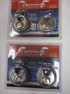 lot 103 image: 2-New Chateau Twin Pack #C870-2 Maximum Security Rd. Disk Locks With Keys (4-Locks Total)