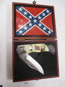 lot 120 image: Forrest & Longstreet, CONFEDERATE COLLECTORS LOCK BLADE KNIFE IN COLLECTORS DISPLAY BOX
