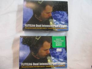 lot 149 image: 2-NIB-FLITELite GEN-1, Dual Intensity Pilots Headset LED Lights