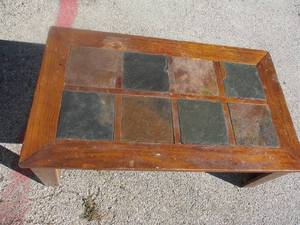 lot 137 image: SLATE TOP -RECTANGULAR COFFEE  COCKTAIL TABLE