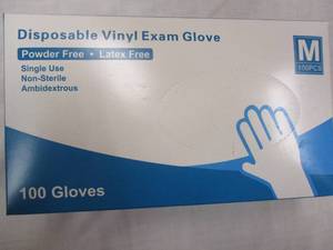 lot 152 image: 5-NEW-Boxes Of (100-Per Box) Disposable Vinyl Exam Gloves, Powder Free  Latex Free- Size M