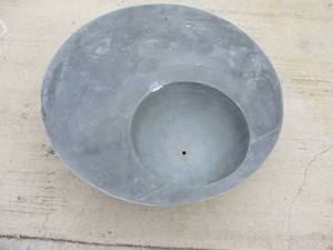 lot 22 image: ZINC COOL TABLE- BOWL WITH DRINK HOLDER  PLANTER WITH DRAIN HOLE