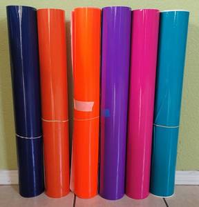lot 18 image: LOT OF 6 VINYL ROLLS IN COLORS AS SHOWN. APPROX. 24 W.
