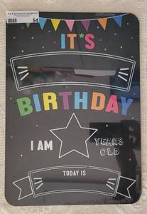 lot 54 image: BRAND NEW CHALKBOARD BIRTHDAY SIGN AS SHOWN. APPROX. 11 W X 15.75 H.