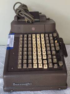 lot 90 image: VINTAGE ELECTRIC BURROUGHS ADDING MACHINE AS SHOWN.