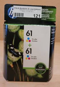 lot 121 image: NEW, UNOPENED HP 61 PRINTER INK CARTRIDGES AS SHOWN.