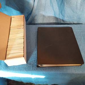 lot 3 image: 1 box and 1 binder of baseball cards.&nbsp a few slots in binder pages are empty