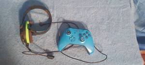 lot 55 image: Xbox One controller and wired headset