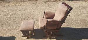 lot 58 image: vintage glider rocker with matching gliding ottoman