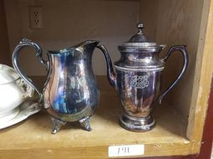 lot 141 image: Selection of plated pitcher and coffeetea pot -  DIFFERENT LOCATION - Pickup 011722