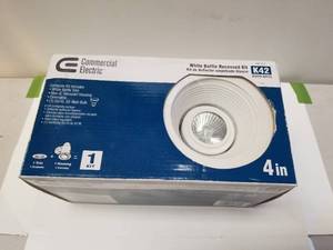 lot 202 image: Commercial Electric white baffled recessed light kit - lot of 2