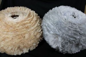 lot 4 image: Two Vita Lighting Feather Shades Large Size, One Light Brown and One Light Grey 15 Tall by 25 Wide VERY SOFT AND ELEGANT