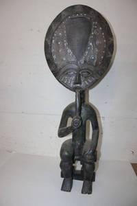 lot 1 image: Hand Carved African Wooden Tribal Statue,  38 Tall