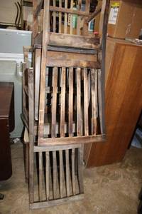 lot 25 image: Set of 4 Dining Chairs, Need Refinished, Stamped Made in Malaysia