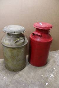lot 22 image: Pair of Vintage Milk Cans, see pictures